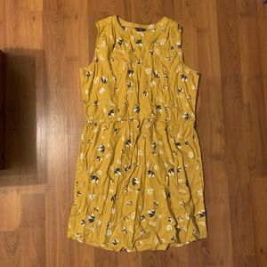 Denver Hayes yellow & white floral print sleeveless midi casual dress